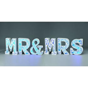 Ξύλινο διακοσμητικό MR & MRS με φως - σετ 6 τεμαχίων - ΚΩΔ:408-9341-MPU