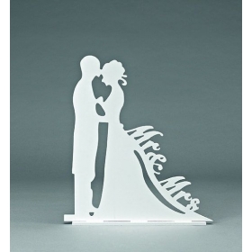 Ξύλινο λευκο διακοσμητικό γαμπρός και νύφη 45X4X51cm - ΚΩΔ:408-9353-MPU