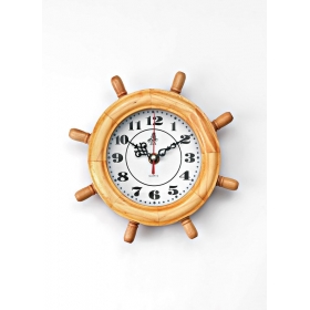 Ξύλινο διακοσμητικό ρολόι ναυτικό τιμόνι 21cm - ΚΩΔ:408-9610-MPU