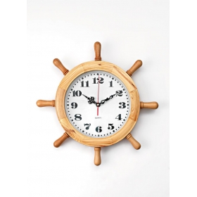 Ξύλινο διακοσμητικό ρολόι ναυτικό τιμόνι 37cm - ΚΩΔ:408-9611-MPU