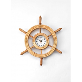 Ξύλινο διακοσμητικό ρολόι ναυτικό τιμόνι 32cm - ΚΩΔ:408-9613-MPU