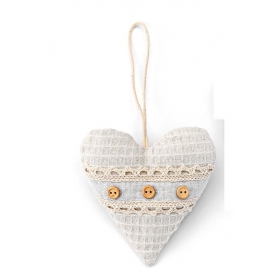 Υφασμάτινη κρεμαστή καρδιά με δαντέλα 10X10cm - ΚΩΔ:205-7302-MPU