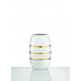 Πορσελάνινο βάζο λευκό με χρυσές ρίγες 16X25cm - ΚΩΔ:402-9497-MPU