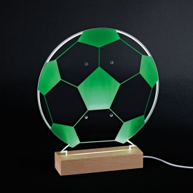 Plexiglass εκτυπωμένο με μπάλα ποδοσφαίρου σε LED ξύλινη βάση - ΚΩΔ:M12017-AD
