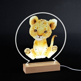 Plexiglass εκτυπωμένο με λιονταράκι σε LED ξύλινη βάση - ΚΩΔ:M12002-AD