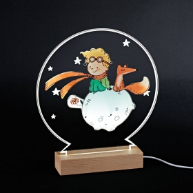 Plexiglass εκτυπωμένο με μικρό πρίγκιπα σε LED ξύλινη βάση - ΚΩΔ:M12006-AD