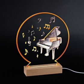 Plexiglass εκτυπωμένο με πιάνο σε LED ξύλινη βάση - ΚΩΔ:M12028-AD