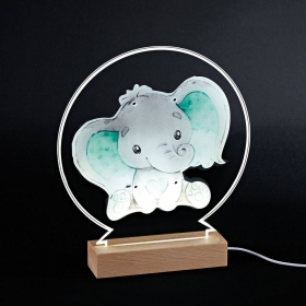 Plexiglass εκτυπωμένο με ελεφαντάκι σε LED ξύλινη βάση - ΚΩΔ:M12005-AD