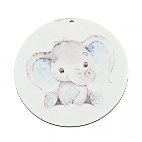 Ξύλινος κρεμαστός κύκλος με σιέλ ελεφαντάκι 10cm - ΚΩΔ:M11535-AD