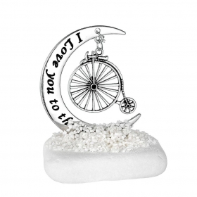 Μεταλλικό ασημί φεγγάρι με vintage ποδήλατο σε πέτρα - ΚΩΔ:M11709-AD