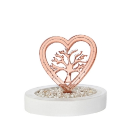 Plexiglass ροζ χρυσή καρδιά με δέντρο ζωής σε κεραμική βάση - ΚΩΔ:M11687-AD