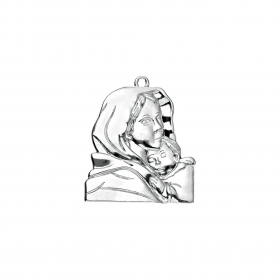Μεταλλικό ασημί διακοσμητικό Παναγία-Χριστός 6X7.5cm - ΚΩΔ:M11492AS-AD