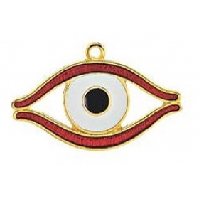 Μεταλλικό χρυσό μάτι με κόκκινο-λευκό σμάλτο 4.5X2.5cm - ΚΩΔ:M11387-AD