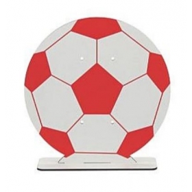 Ξύλινη επιτραπέζια βάση κόκκινη μπάλα ποδοσφαίρου 22cm - ΚΩΔ:M11407-AD