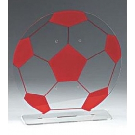 Plexiglass επιτραπέζια βάση κόκκινη μπάλα ποδοσφαίρου 22cm - ΚΩΔ:M11435-AD