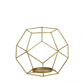 Μεταλλικό χρυσό σταντ-κηροπήγιο πολύγωνο 25X25cm - ΚΩΔ:M11663-AD