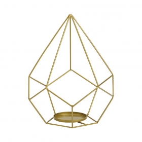Μεταλλικό χρυσό σταντ-κηροπήγιο σε σχήμα διαμαντιού 25X35cm - ΚΩΔ:M11664-AD