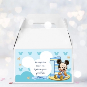 Παιδικό κουτί πάρτυ Baby Mickey 1st με όνομα 20X15X10cm - ΚΩΔ:D5050-2-BB