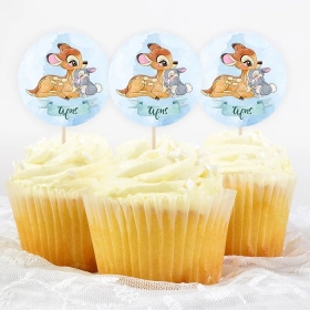 Topper cupcake ελαφάκι Bambi με όνομα 5.5cm - ΚΩΔ:P25917-145-BB