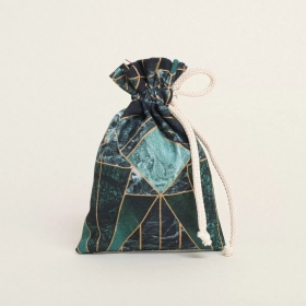 Πουγκί πράσινο με γεωμετρικά σχέδια-μάρμαρο και κορδόνι 12X17cm - ΚΩΔ:386051-NT