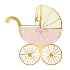 Χαρτοπετσέτες ροζ καροτσάκι μωρού 14X15cm - ΚΩΔ:SPK29-081J-BB
