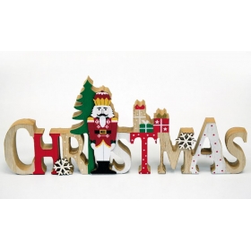 Ξύλινο διακοσμητικό christmas με καρυοθραύστη 30X12.5X2cm - ΚΩΔ:530088