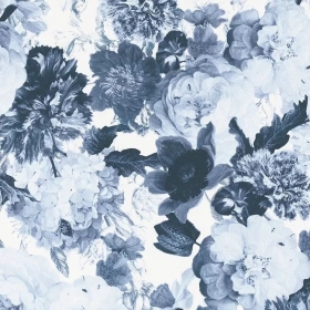 Ύφασμα με το μέτρο με μπλε λουλούδια - φάρδος 140cm - ΚΩΔ:308039-NT