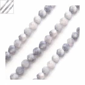 Ημιπολύτιμη Πέτρα Νεφρίτης Χάντρα Διαμαντοκοπή 8mm (~47τμχ) - Γκρι - ΚΩΔ:72332009.007-NG