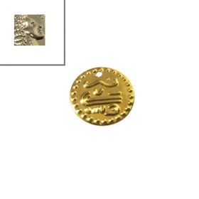 Μεταλλικό Ατσάλινο Μοτίφ Νόμισμα 12mm - Μπρονζέ Αντικέ - ΚΩΔ:78120057.128-NG