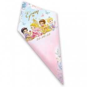 Χάρτινο χωνάκι για ζαχαρωτά Baby Πριγκίπισσες Disney με όνομα 20cm - ΚΩΔ:D1401-181-BB