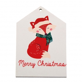 Ξύλινο κρεμαστό διακοσμητικό με χριστουγεννιάτικη αλεπού 6.8X10cm - ΚΩΔ:M10576-AD