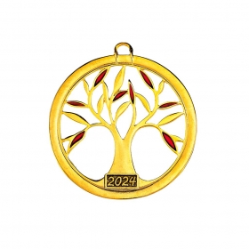 Μεταλλικό κρεμαστό χρυσό δέντρο ζωής με χρονολογία 6.5X7cm - ΚΩΔ:M2024-12133-AD