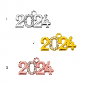 Μεταλλική χρονολογία 2024 με στρας 2.5X1.8cm - ΚΩΔ:M11620-AD