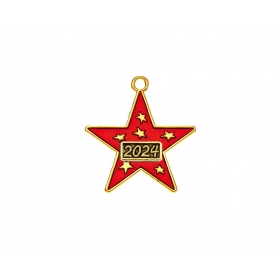 Μεταλλικό κρεμαστό κόκκινο αστέρι με χρονολογία 2X2.5cm - ΚΩΔ:M2024-11326-AD