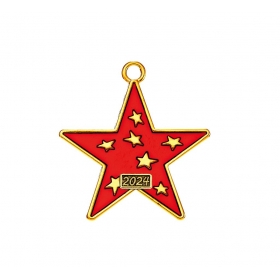 Μεταλλικό κρεμαστό κόκκινο αστέρι με χρονολογία 4X4.5cm - ΚΩΔ:M2024-11327-AD