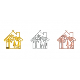 Μεταλλικό κρεμαστό σπίτι με οικογένεια και χρονολογία 6X6cm - ΚΩΔ:M2024-12308-AD