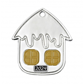Μεταλλικό κρεμαστό ασημί σπίτι με χρονολογία 3.5X5cm - ΚΩΔ:M2024-2207-AD