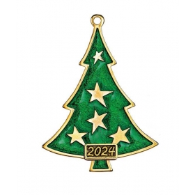 Μεταλλικό κρεμαστό χριστουγεννιάτικο πράσινο δέντρο με χρονολογία 5.7X7.7cm - ΚΩΔ:M2024-3152-AD