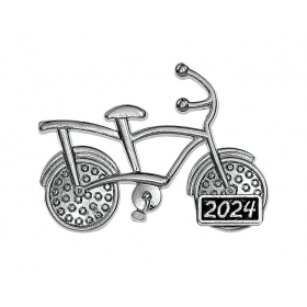 Μεταλλικό κρεμαστό ασημί ποδήλατο με χρονολογία 4X3cm - ΚΩΔ:M2024-6592-AD