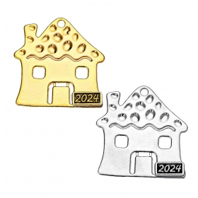 Μεταλλικό κρεμαστό σπίτι με χρονολογία 4.5X4.7cm - ΚΩΔ:M2024-9914-AD