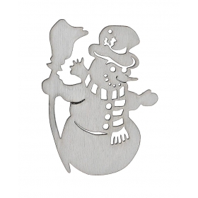 Ξυλινο Διακοσμητικο Χιονανθρωπος - Ασημι - 7Χ9 Εκατ.- ΚΩΔ:M2268-Ad