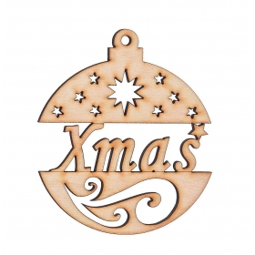 Ξύλινη χριστουγεννιάτικη μπάλα με επιγραφή Xmas 7Χ8.5cm - ΚΩΔ:M2271-4-Ad