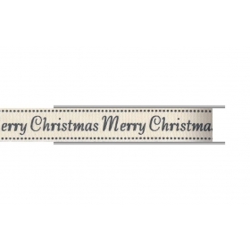 Κορδελα Εκρου-Γκρι Χριστουγεννιατικη " Merry Christmas " 1,5Cm X 10Μ - ΚΩΔ:M9867-Ad