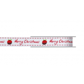 Κορδελα Λευκη Χριστουγεννιατικη " Merry Christmas " 1,6Cm X 10Μ - ΚΩΔ:M9874-Ad