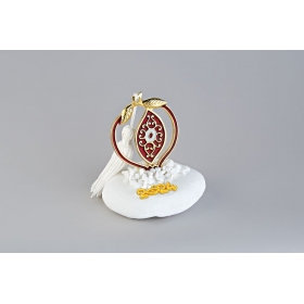 Γούρι σε βότσαλο με μεταλλικό χρυσό κόκκινο ρόδι - ΚΩΔ:EG19105-AD