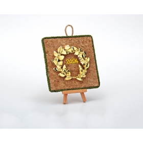 Γούρι από φελλό με χρυσό μεταλλικό στεφάνι και καβαλέτο 11cm - ΚΩΔ:EG19188-AD