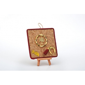 Γούρι από φελλό με χρυσό δεντράκι και καβαλέτο 11cm - ΚΩΔ:EG19207-AD