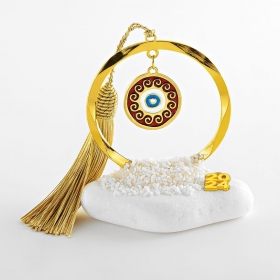 Γούρι Μεταλλικός Χρυσός Κύκλος με Ματάκι σε Βότσαλο - ΚΩΔ:EG22032-AD