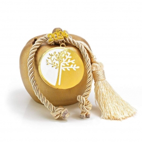 Γούρι κεραμικός χρυσός κουμπαράς κολοκύθα με δεντράκι - ΚΩΔ:EG22229-AD