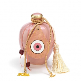 Επιτραπέζιο γούρι κεραμικός ροζ κουμπαράς με μάτι - ΚΩΔ:EG22238-AD